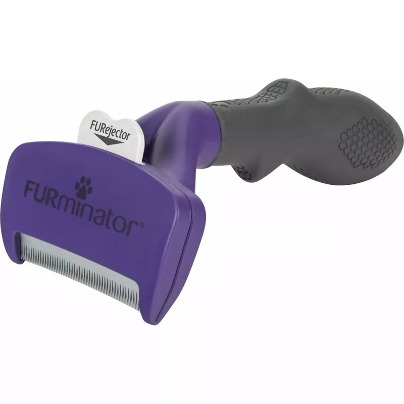 Narzędzie do usuwania podszerstka dla kotów krótkowłosych FURminator M/L z ergonomiczną rączką i krawędzią ze stali nierdzewnej, 270 g