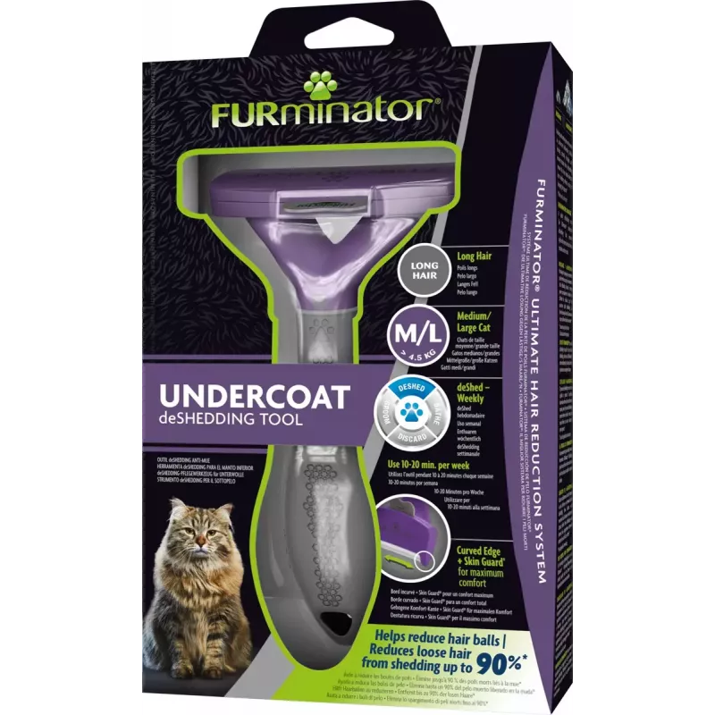 Szczotka do usuwania podszerstka FURminator FUR151357 dla kotów długowłosych (Ragdoll), czarna, 270 g