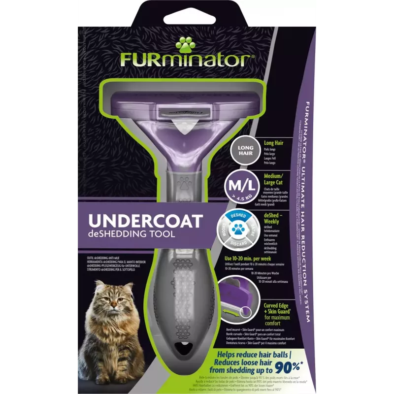 Szczotka do usuwania podszerstka FURminator FUR151357 dla kotów długowłosych (Ragdoll), czarna, 270 g