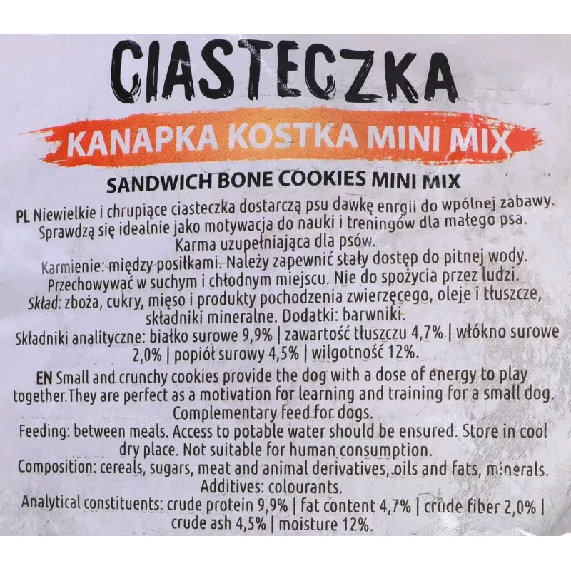 Przysmaki treningowe dla psów MACED Cube Cookies Mini Mix 1 kg — różne mini herbatniki w kostkach, mieszanka o smaku drobiowym