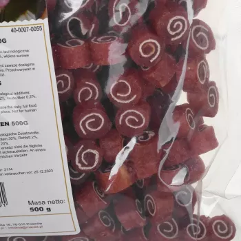 Suszony przysmak dla psa MACED Duck and Fish Sushi 500 g — uzupełniająca przekąska treningowa, białko 30%, tłuszcz 2%, bezglutenowy