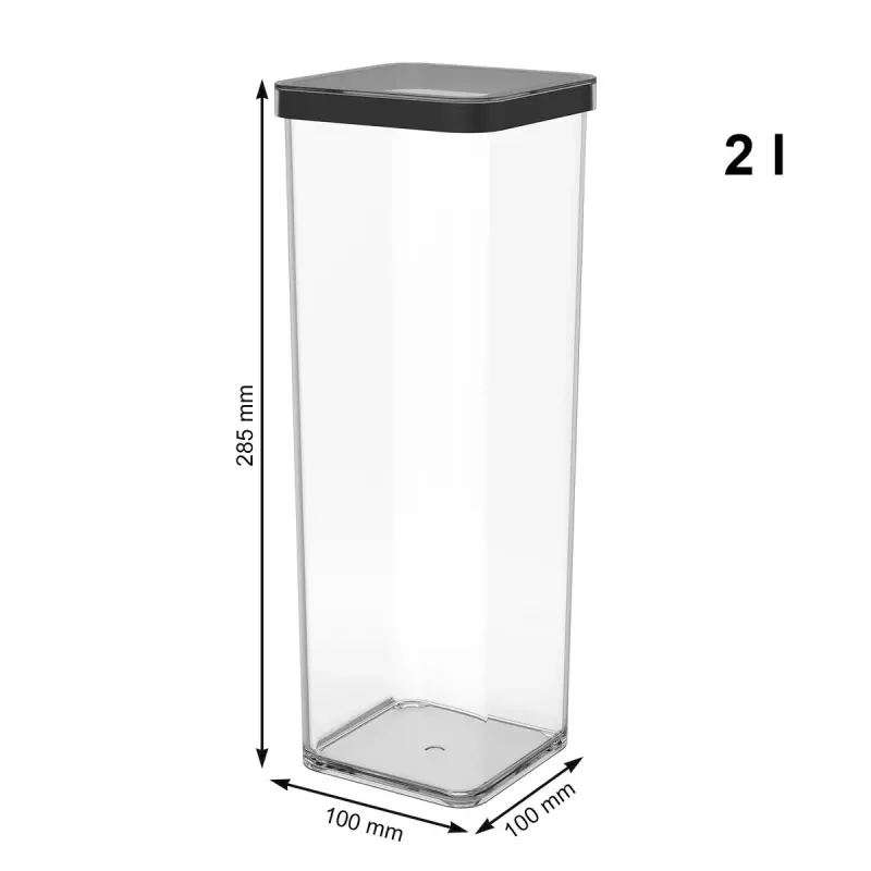Pojemnik na karmę rotho 1160608080 2 L Czarny Transparentny, 100×100×285 mm, technopolimer