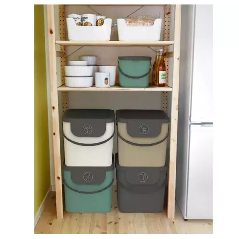 Pojemnik na odpady Rotho Albula prostokątny 40 l, technopolimer, cappuccino, 400×358×340 mm, otwór do zawieszania