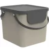 Pojemnik na odpady Rotho Albula prostokątny 40 l, technopolimer, cappuccino, 400×358×340 mm, otwór do zawieszania