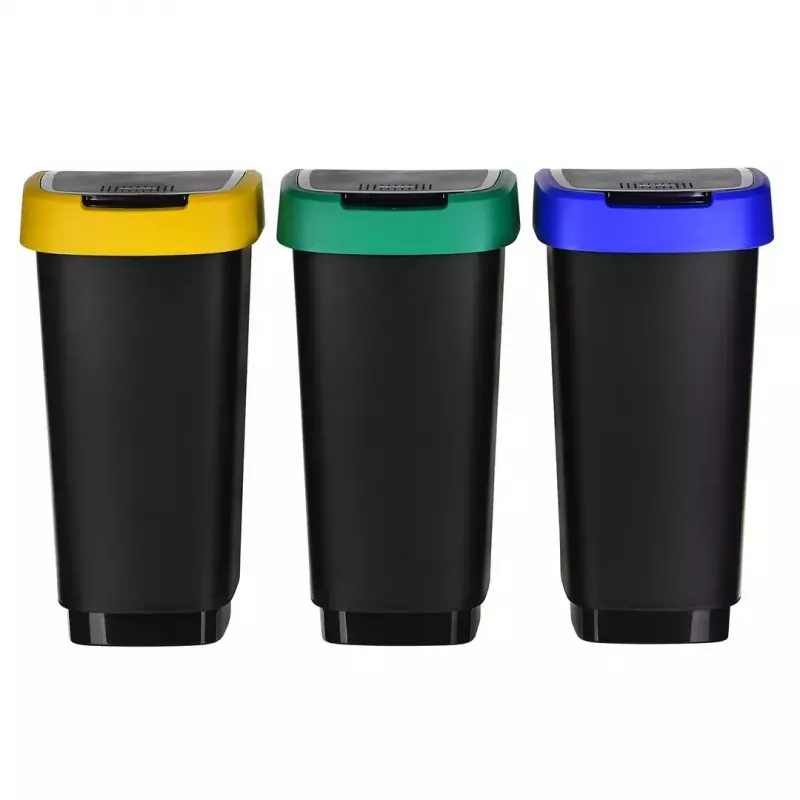 Trójkomorowy segregator odpadów rotho Twist 3 × 25 L (technopolimer, czarny, 252×333×476 mm)