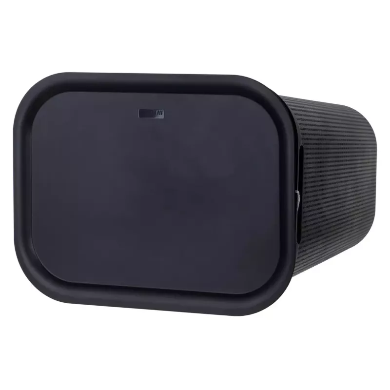 Kosz na pranie rotho Brisen 50 L wentylowany plastikowy kosz z pokrywą i otworem do zawieszenia, czarny, 340×431×529 mm
