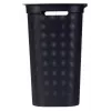 Kosz na pranie rotho Brisen 50 L wentylowany plastikowy kosz z pokrywą i otworem do zawieszenia, czarny, 340×431×529 mm