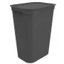 Kosz na pranie rotho Brisen 50 L wentylowany plastikowy kosz z pokrywą i otworem do zawieszenia, czarny, 340×431×529 mm
