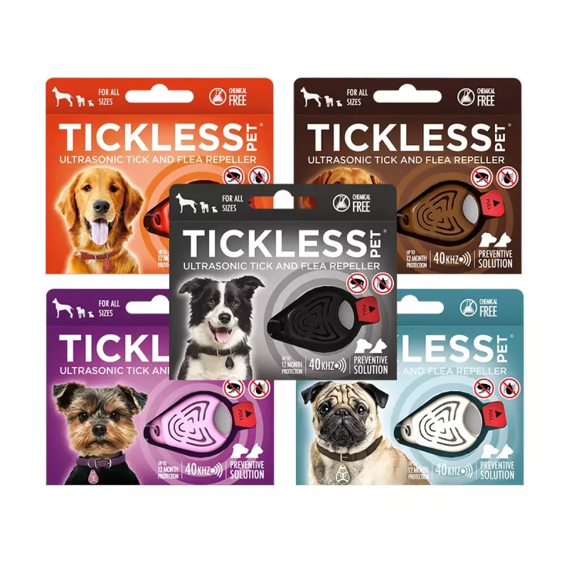 Ultradźwiękowe urządzenie odstraszające kleszcze TICKLESS PET PRO-101BE dla kotów i psów, beżowe, 18 g, zasięg 1,5 m, odporne na wilgoć