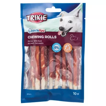 Trixie Dog Chewing Rolls Denta Fun Duck 80 g — gryzaki dentystyczne dla psów dorosłych, 12 cm