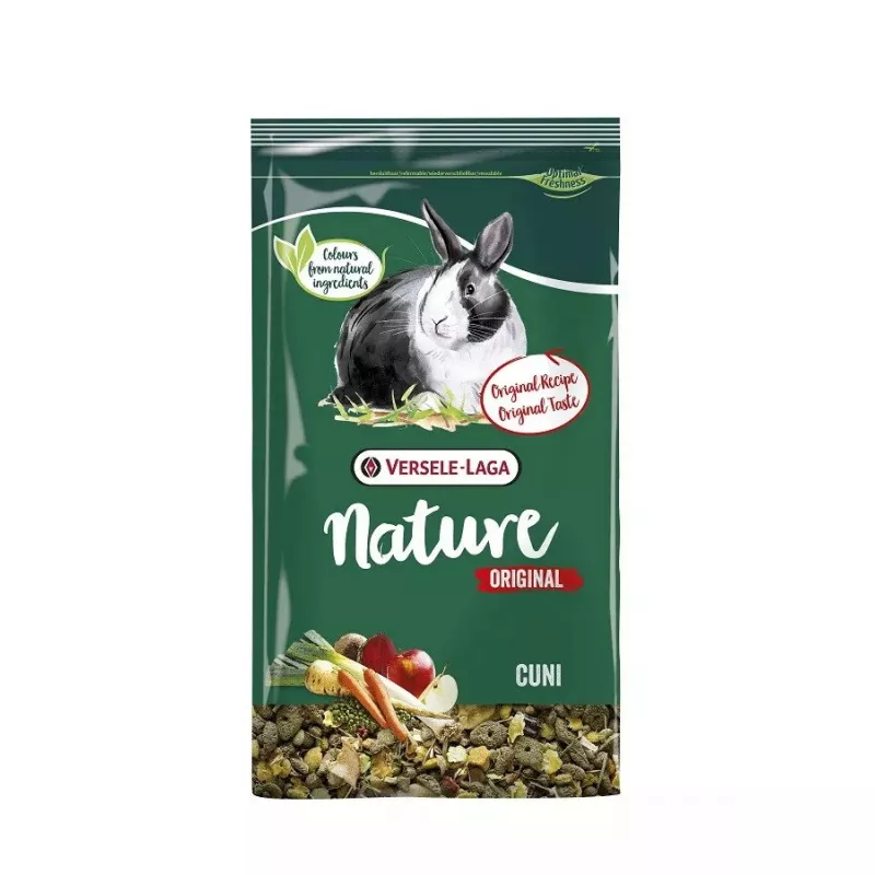 Sucha karma dla królików miniaturowych VERSELE-LAGA Nature Oryginalny Cuni 2,5 kg — dorosły, białko 14,5%, tłuszcz 4%, włókno 13,5%