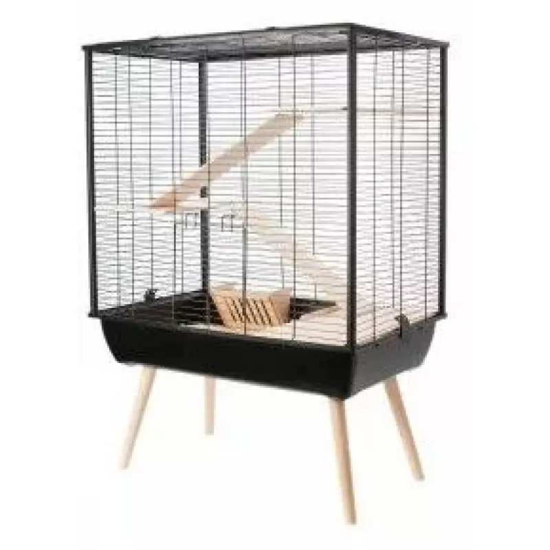 Klatka ZOLUX Neo Cozy Large Rodents H80 czarna — klatka metalowo-plastikowa dla szczurów i myszy, wys. 80 cm, szer. 78 cm, gł. 48 cm
