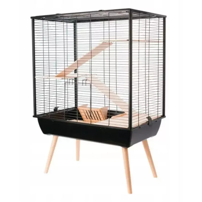 Klatka ZOLUX Neo Cozy Large Rodents H80 czarna — klatka metalowo-plastikowa dla szczurów i myszy, wys. 80 cm, szer. 78 cm, gł. 48 cm
