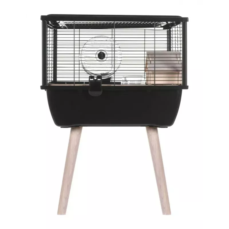 Klatka dla gryzoni ZOLUX Neo Nigha small H36 czarna, drewno, W780×D360×W480 mm, kółko w zestawie