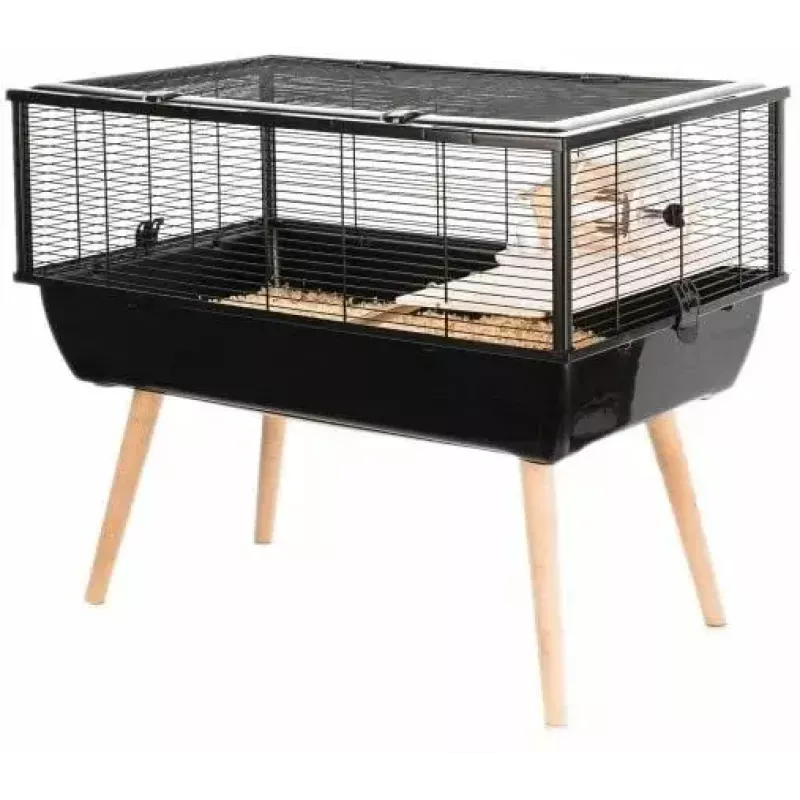 Klatka dla gryzoni ZOLUX Neo Nigha small H36 czarna, drewno, W780×D360×W480 mm, kółko w zestawie