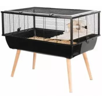 Klatka dla gryzoni ZOLUX Neo Nigha small H36 czarna, drewno, W780×D360×W480 mm, kółko w zestawie