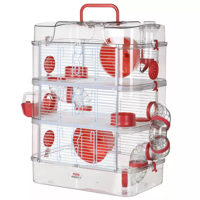 Klatka dla gryzoni ZOLUX Rody3 Trio — habitat dla małych zwierząt, metal/tworzywo sztuczne, 410×270×530 mm, 3 kg, zawiera kołowrotek