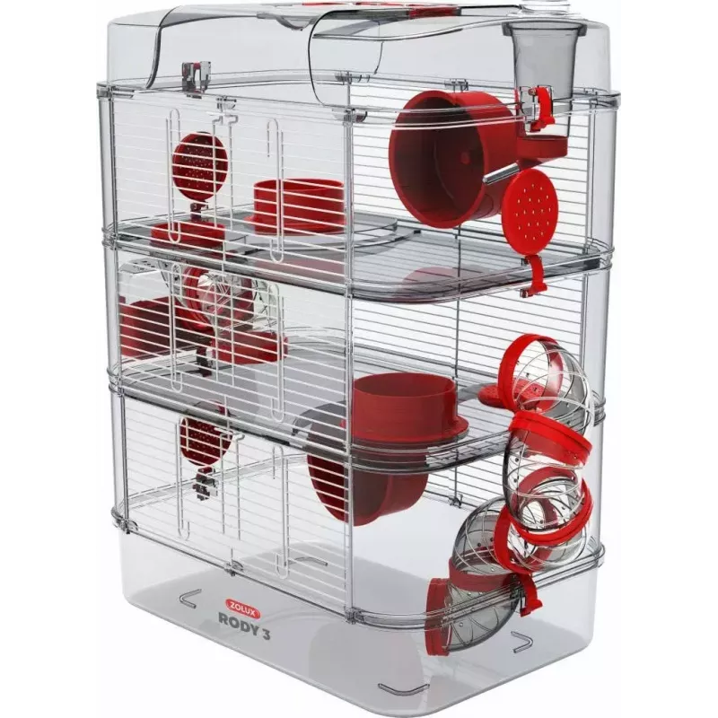 Klatka dla gryzoni ZOLUX Rody3 Trio — habitat dla małych zwierząt, metal/tworzywo sztuczne, 410×270×530 mm, 3 kg, zawiera kołowrotek