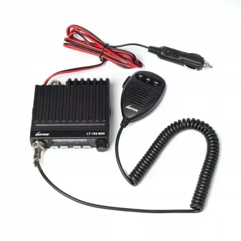Samochodowe radio CB Luiton LT-198, 40 kanałów AM/FM, 4 W, 12–24 V, czarne, wtyczka do gniazda zapalniczki