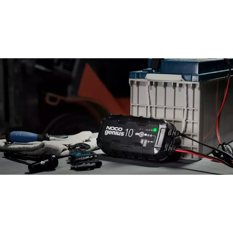 Ładowarka akumulatorów NOCO GENIUS10 EU 10 A do akumulatorów 6V i 12V — konserwacja i odsiarczanie, 150 W, Li‑Ion/AGM/Żel, wodoszczelna IPX