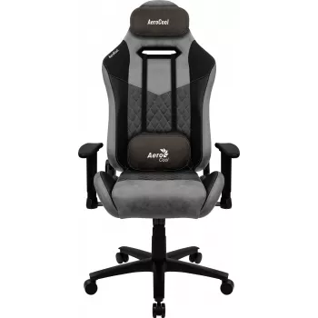 Fotel gamingowy AEROCOOL DUKE AeroSuede Czarno-szary — podłokietniki 2D, mechanizm typu butterfly, maks. użytkownik 150 kg