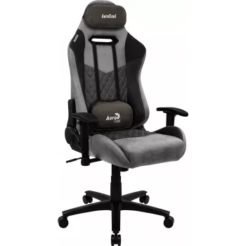 Fotel gamingowy AEROCOOL DUKE AeroSuede Czarno-szary — podłokietniki 2D, mechanizm typu butterfly, maks. użytkownik 150 kg