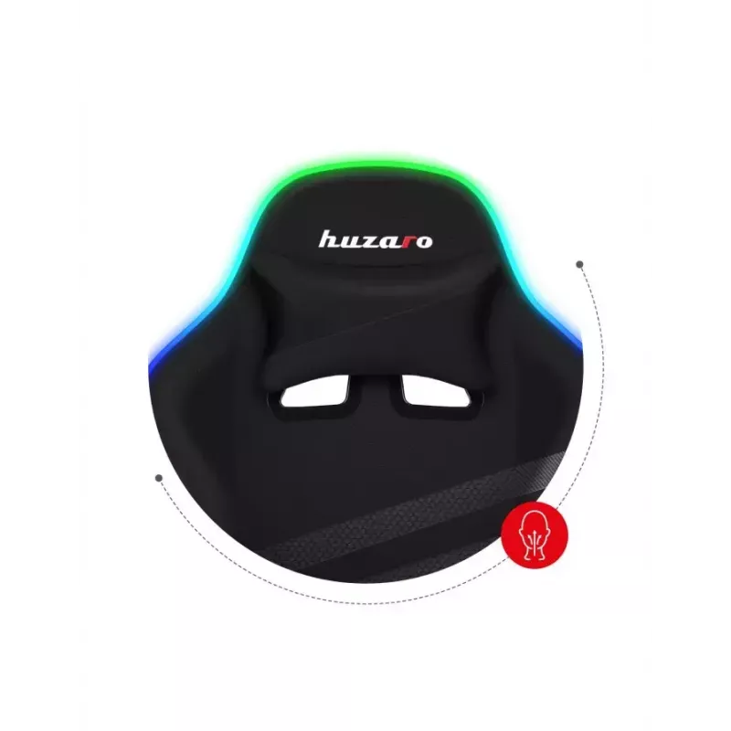 Fotel gamingowy Huzaro FORCE 4.4 RGB Czarny — obszyty tkaniną kubełkowy fotel, maks. 130 kg, regulowane oparcie, wysokość 115–125 cm, podświetlenie RGB