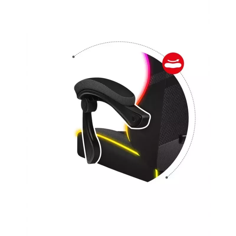 Fotel gamingowy Huzaro FORCE 4.4 RGB Czarny — obszyty tkaniną kubełkowy fotel, maks. 130 kg, regulowane oparcie, wysokość 115–125 cm, podświetlenie RGB