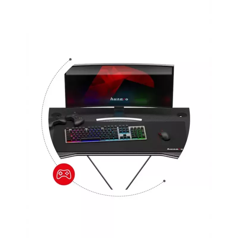 Biurko gamingowe Huzaro Hero 1.4 Czarny, prostokątne, blat MDF, 1000x500x750 mm, czarne