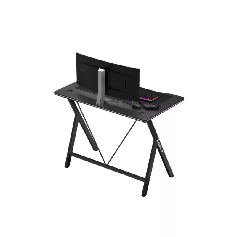 Biurko gamingowe Huzaro Hero 1.4 Czarny, prostokątne, blat MDF, 1000x500x750 mm, czarne