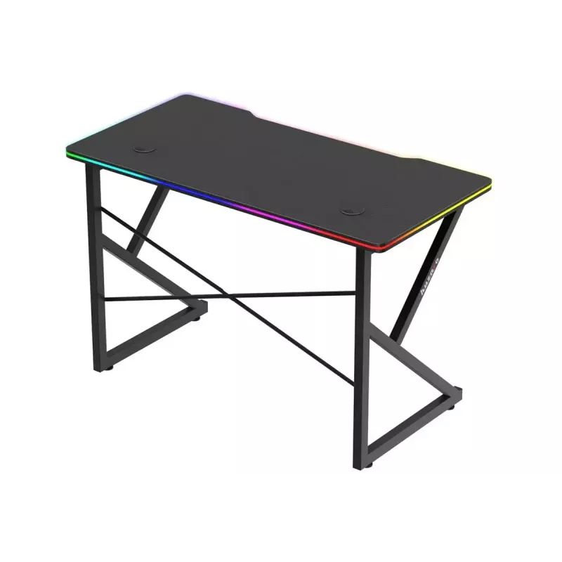 Stół gamingowy Huzaro Hero 1.7 RGB Czarny — proste ergonomiczne biurko 1200x600 mm, wysokość 750 mm, LED, uchwyt na kubek, haczyk na słuchawki
