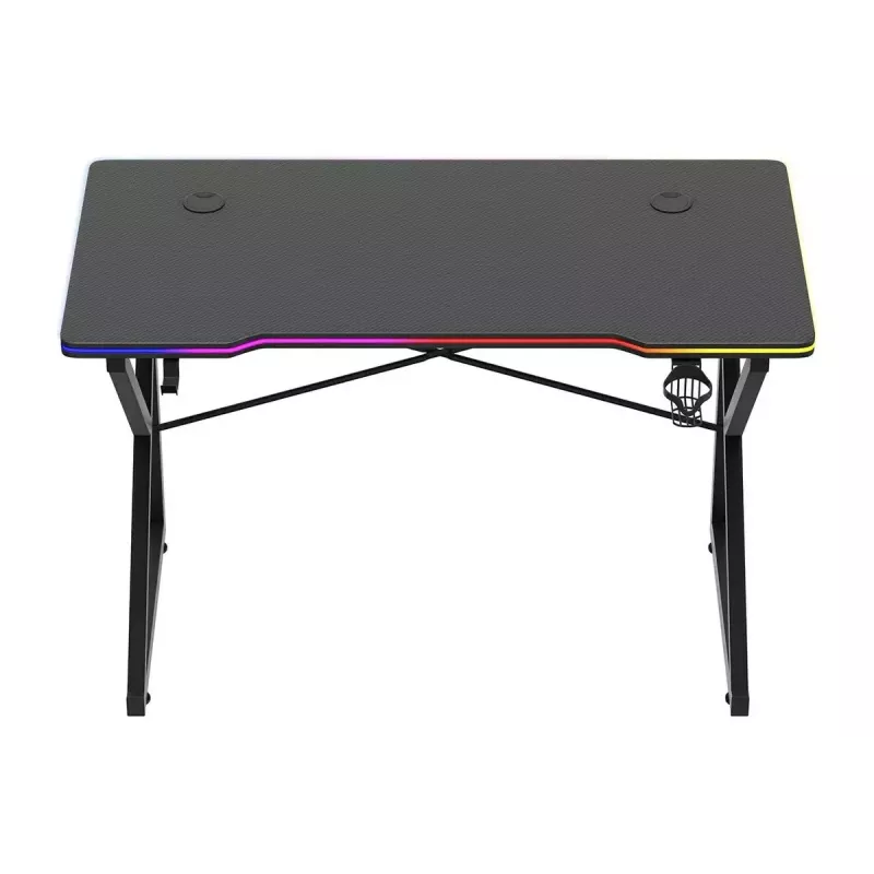 Stół gamingowy Huzaro Hero 1.7 RGB Czarny — proste ergonomiczne biurko 1200x600 mm, wysokość 750 mm, LED, uchwyt na kubek, haczyk na słuchawki