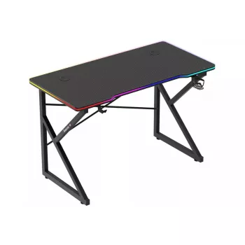 Stół gamingowy Huzaro Hero 1.7 RGB Czarny — proste ergonomiczne biurko 1200x600 mm, wysokość 750 mm, LED, uchwyt na kubek, haczyk na słuchawki