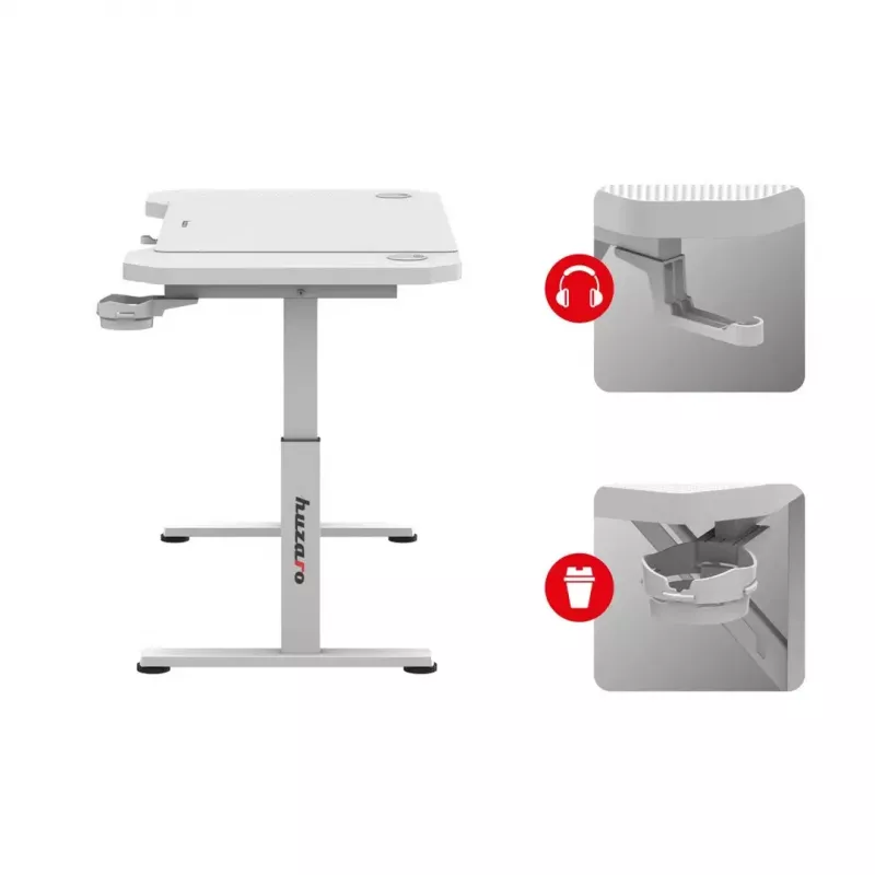 Fotel gamingowy huzaro Hero 2.6 biały — ergonomiczny, regulowany, wysoki obrotowy fotel gamingowy z uchwytem na kubek i haczykiem na słuchawki
