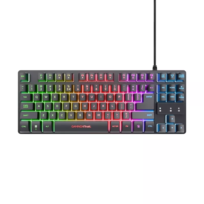 Trust GXT 833 Thado klawiatura Gaming USB Holenderski Czarny, Srebrny