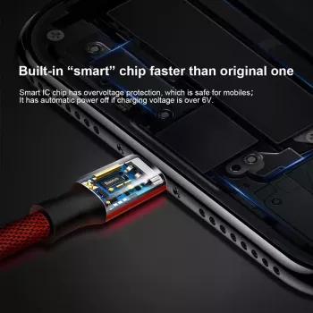 Kabel USB-A do Lightning Baseus Yiven 1,8 m, wyjście 2 A, czerwony, powłoka z elastomeru termoplastycznego
