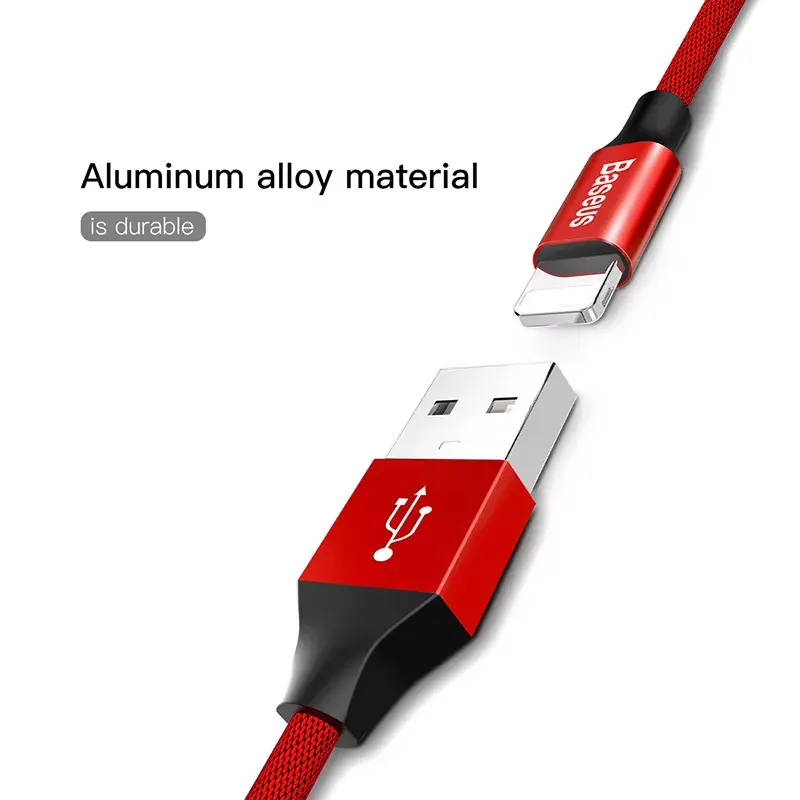 Kabel USB-A do Lightning Baseus Yiven 1,8 m, wyjście 2 A, czerwony, powłoka z elastomeru termoplastycznego