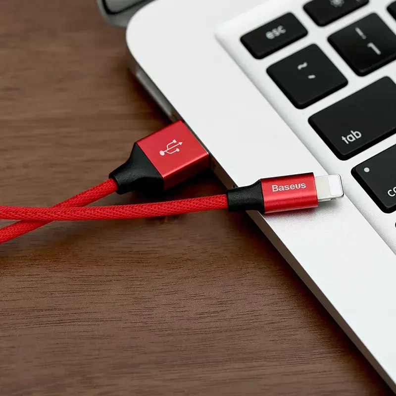 Kabel USB-A do Lightning Baseus Yiven 1,8 m, wyjście 2 A, czerwony, powłoka z elastomeru termoplastycznego