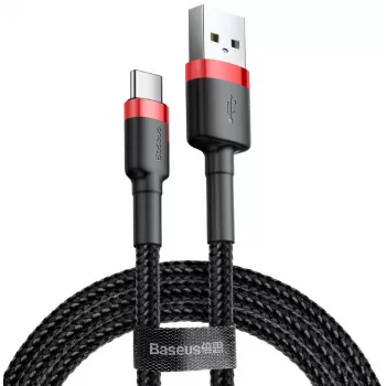 BASEUS Pleciony kabel do szybkiego ładowania Cafule - USB Type-A do Type-C 2A - 2 m - Czarny (nylon)