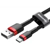 BASEUS Pleciony kabel do szybkiego ładowania Cafule - USB Type-A do Type-C 2A - 2 m - Czarny (nylon)