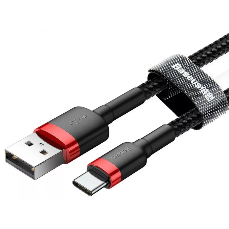 BASEUS Pleciony kabel do szybkiego ładowania Cafule - USB Type-A do Type-C 2A - 2 m - Czarny (nylon)