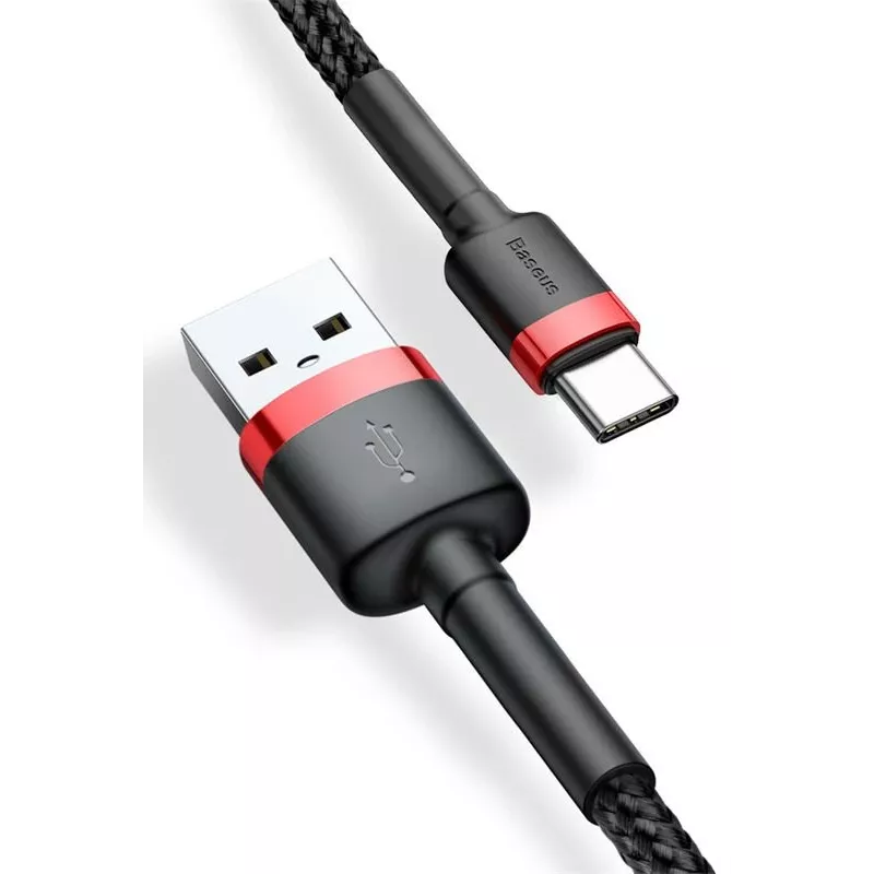BASEUS Pleciony kabel do szybkiego ładowania Cafule - USB Type-A do Type-C 2A - 2 m - Czarny (nylon)