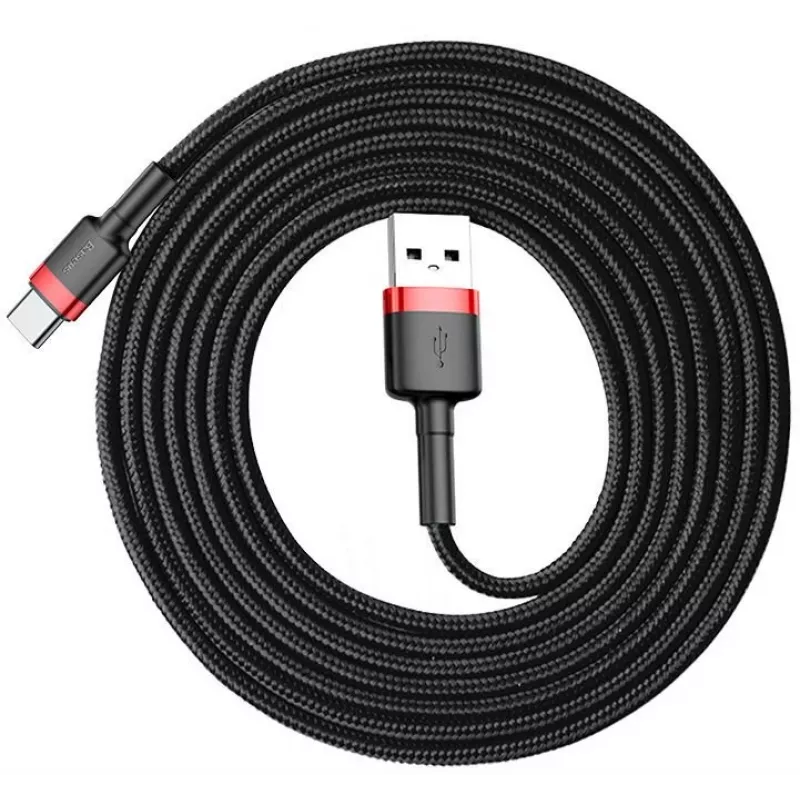 BASEUS Pleciony kabel do szybkiego ładowania Cafule - USB Type-A do Type-C 2A - 2 m - Czarny (nylon)