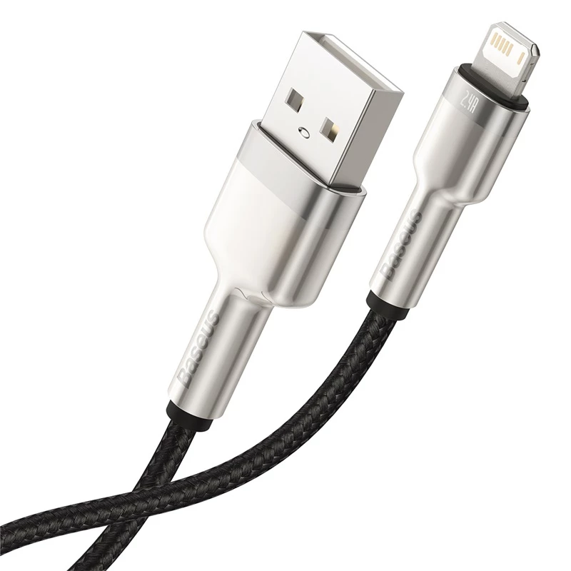 BASEUS Fast Charge Cafule Data Transfer kabel - USB Type-A do Lightning - 480Mbps (2.4A PD) - 1m - Czarny