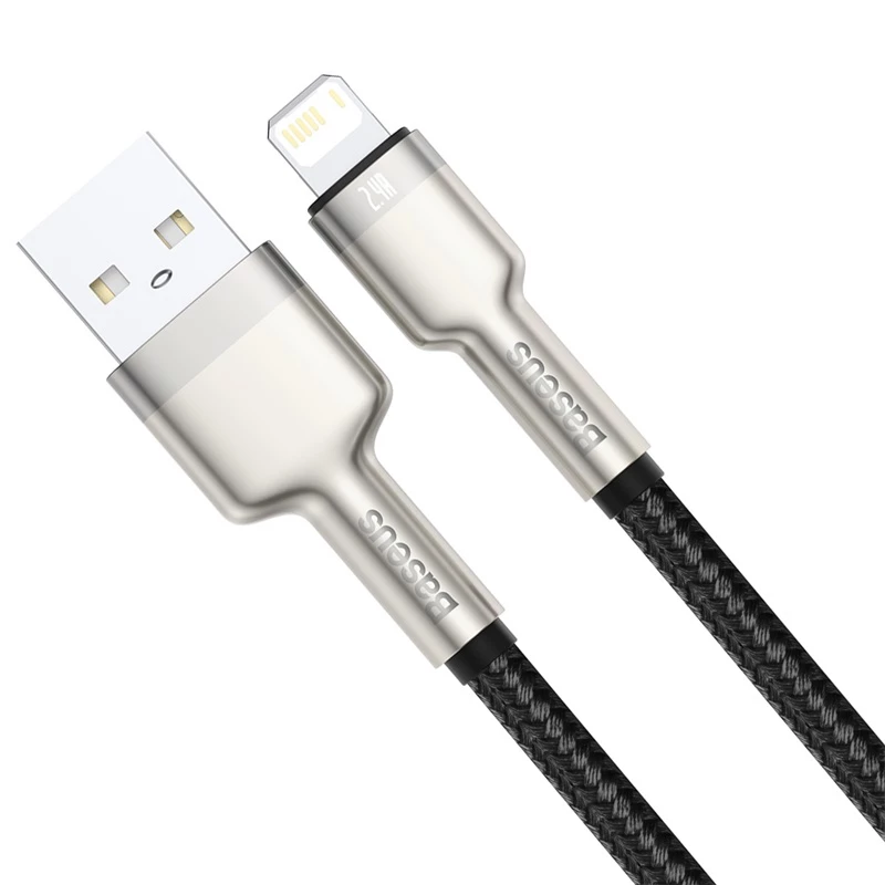 BASEUS Fast Charge Cafule Data Transfer kabel - USB Type-A do Lightning - 480Mbps (2.4A PD) - 1m - Czarny