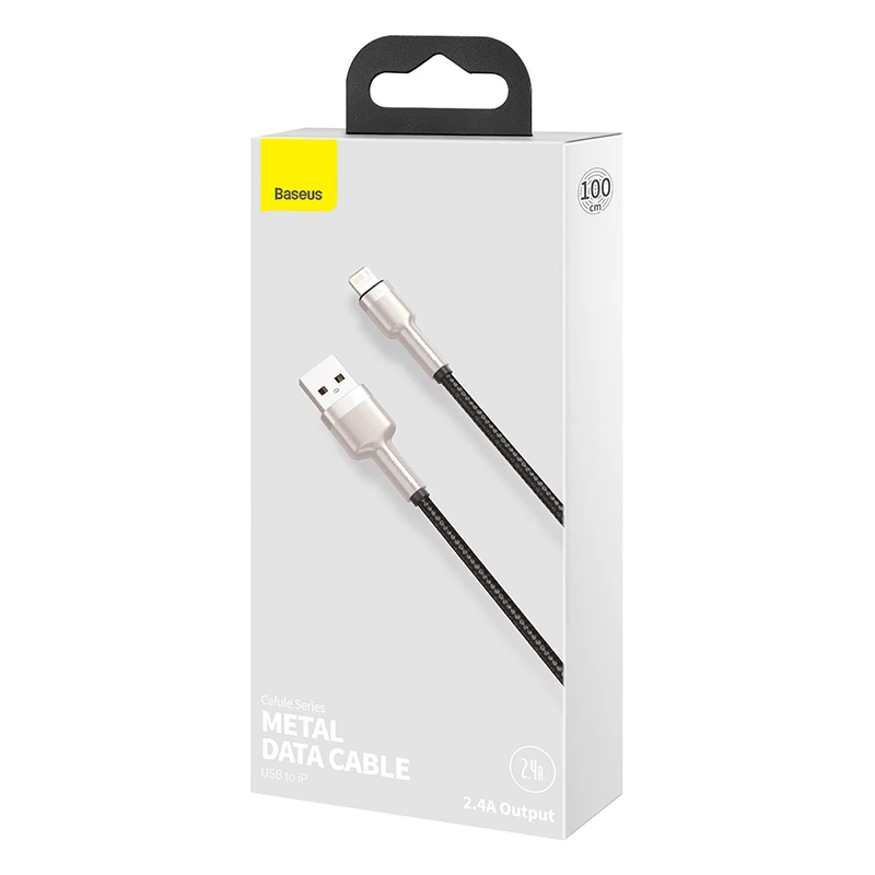 BASEUS Fast Charge Cafule Data Transfer kabel - USB Type-A do Lightning - 480Mbps (2.4A PD) - 1m - Czarny