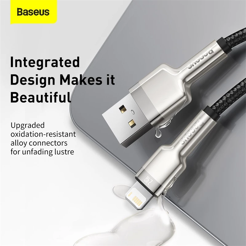 BASEUS Fast Charge Cafule Data Transfer kabel - USB Type-A do Lightning - 480Mbps (2.4A PD) - 1m - Czarny