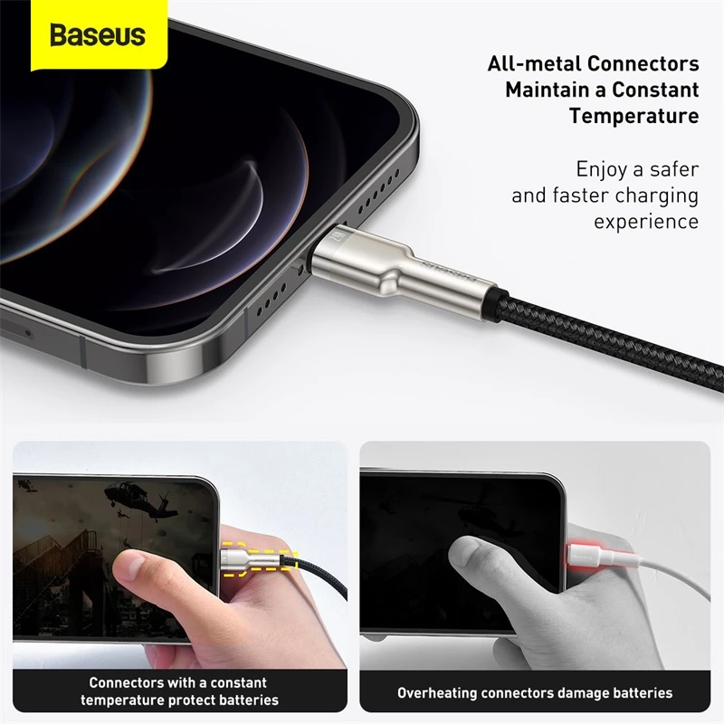 BASEUS Fast Charge Cafule Data Transfer kabel - USB Type-A do Lightning - 480Mbps (2.4A PD) - 1m - Czarny