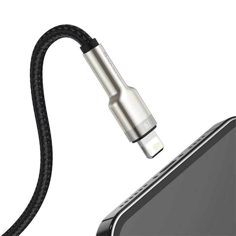 BASEUS Fast Charge Cafule Data Transfer kabel - USB Type-A do Lightning - 480Mbps (2.4A PD) - 1m - Czarny