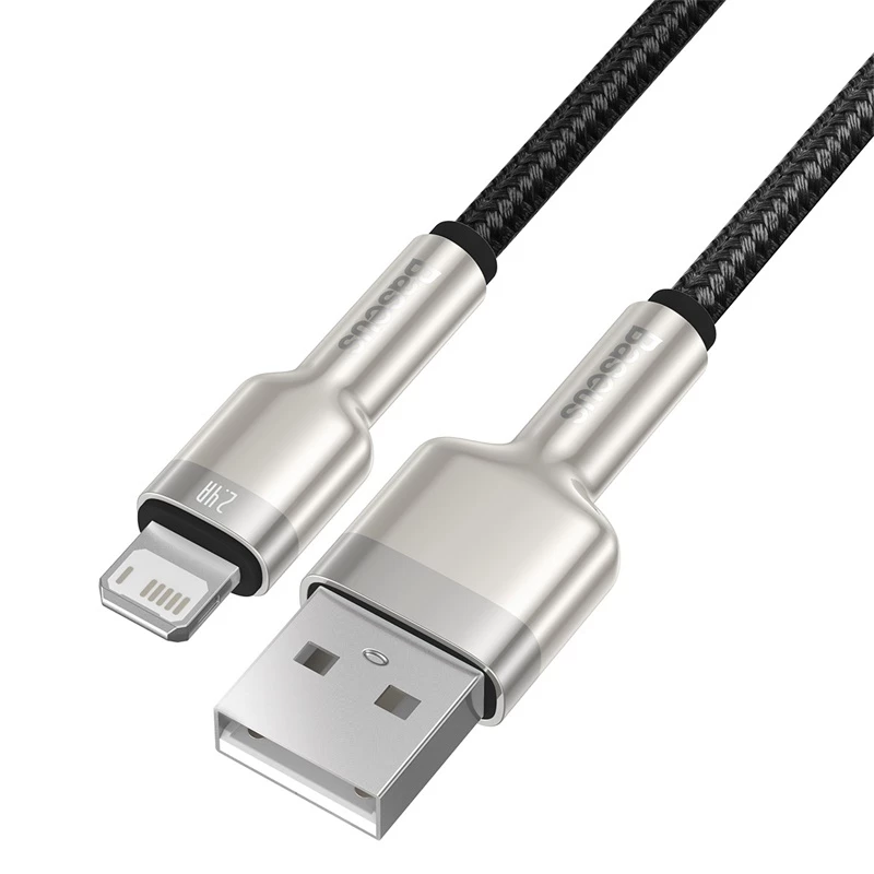 BASEUS Fast Charge Cafule Data Transfer kabel - USB Type-A do Lightning - 480Mbps (2.4A PD) - 1m - Czarny